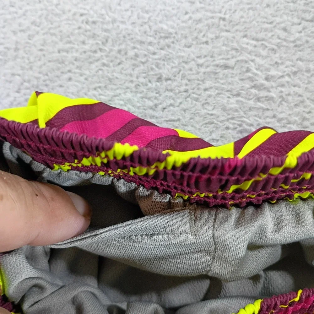 Nike Womens Tempo Running Shorts Berry Lime Medium Geometric Stripe Dri-FIT